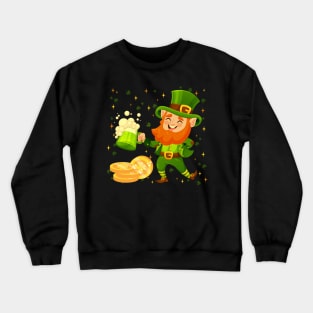 Leprechaun Drinking Beer St. Patrick's Day Crewneck Sweatshirt